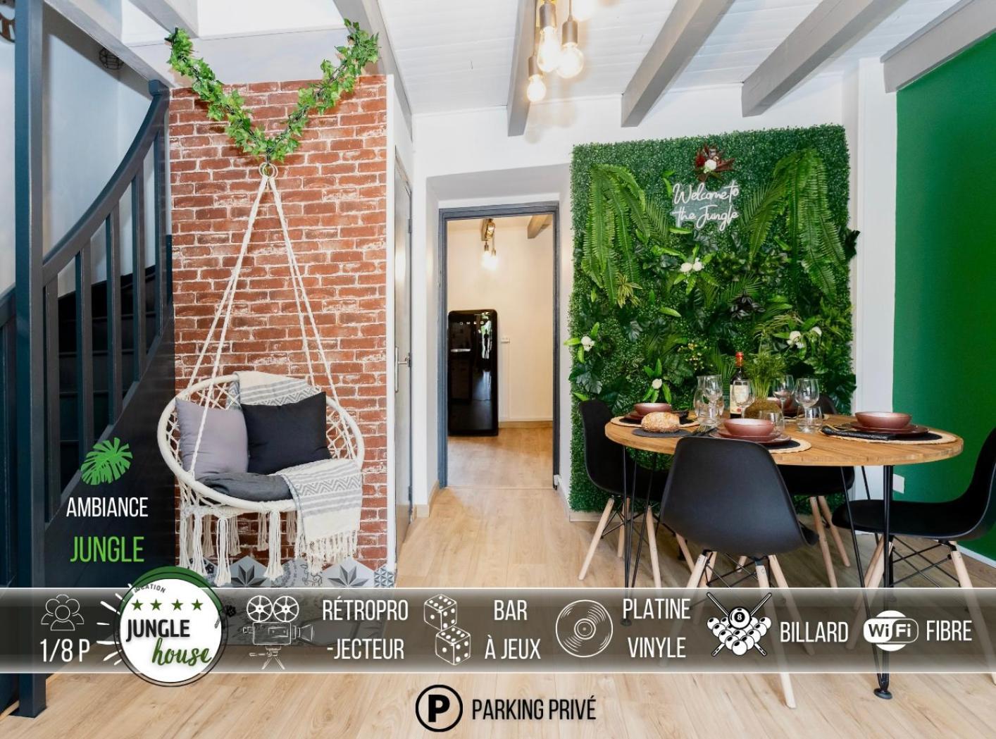Maison "Jungle House" 90 M2 Billard, Retroprojecteur, Bar A Jeux , Vinyle, Wifi Fibre, Ideal Pro & Famille A 蒙布里松 外观 照片
